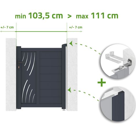 Breitenverstellbares Tor aus grauem Aluminium, 1 m, VELETA, Höhe 120 cm