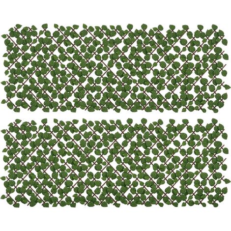 Ensemble de deux haies artificielles avec support rétractable pour plantes - brise-vue végétal, feuilles réalistes, 2 x 1 mètre (1/5)