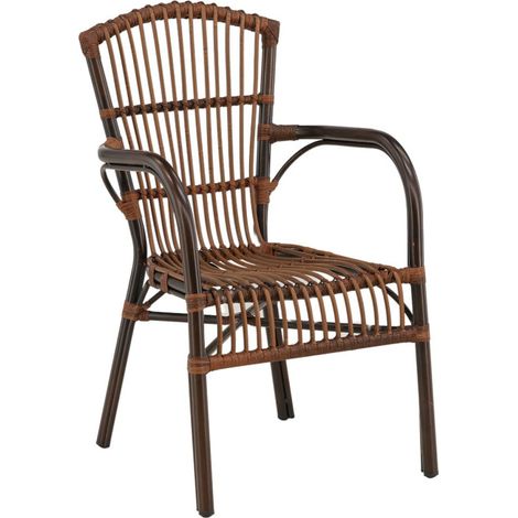 Chaise de Jardin en Rotin "Galera" 90cm Marron (1/5)
