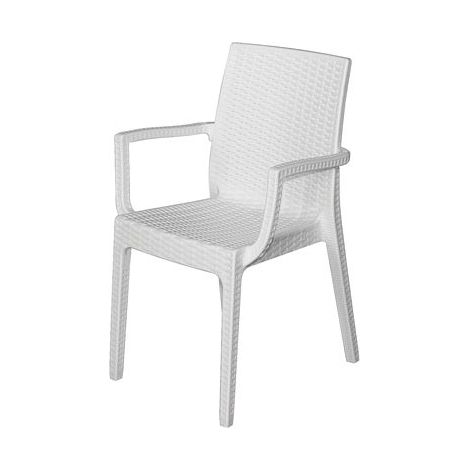 SEDIA RESINA CON BRACCIOLI """DAFNE""" BIANCA