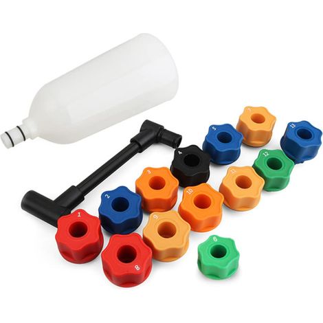 Adaptateur d'entonnoir de remplissage d'huile moteur de voiture, ensemble remplissage, tube 'extension pivotant décalé, kit 'entonnoir 'huile moteur 15 pièces pour changement propre, entre (1/5)