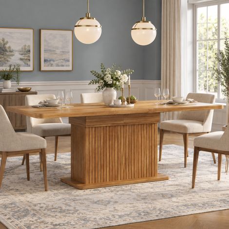 Mesa de comedor extensible 120-160x80x76 cm MDF y metal marrón con almacenaje – MEUBLIV (1/5)