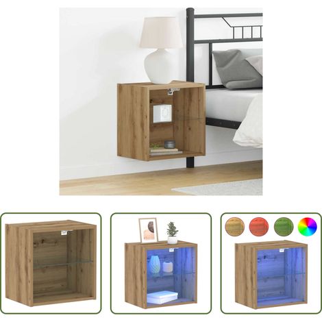 LED-Licht - Schwimmendes Regal mit LED-Licht Braun 40 x 28,5 x 40 cm (1/5)