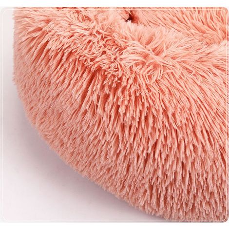 Rundes, weiches Plüsch-Katzenbett – Durchmesser 50 cm – Rosa, erhöhter Rand, 550 g Füllung, warm und flauschig (1/5)