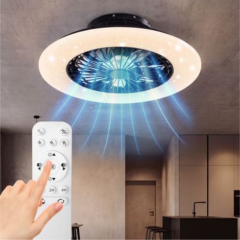 Plafonnier avec ventilateur « Storm », à intensité variable, rotation inverse - noir (1/5)