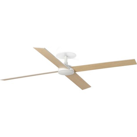 Faro Rudder Ventilateur de plafond encastré Rudder 132 cm, blanc mat, pales en bois de frêne, 4 pales réversibles (1/2)