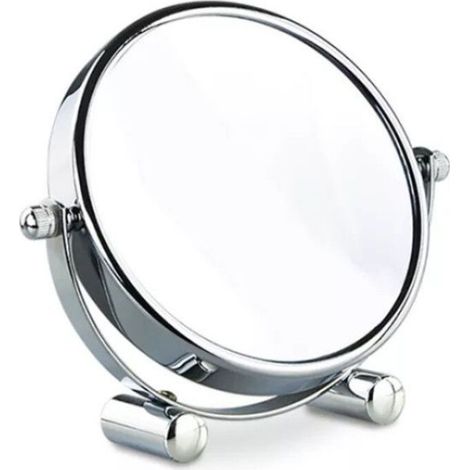 SABIR Miroir de courtoisie grossissement 5x, miroir de courtoisie sur pied compact de 6 pouces, chromé, diamètre 15 cm, pivotant, miroir de bureau de haute qualité (1/5)