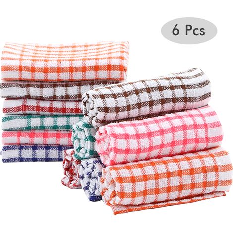 6 chiffons de cuisine en coton absorbants, sans peluche, pour restaurant et traiteur, lot de serviettes à vaisselle