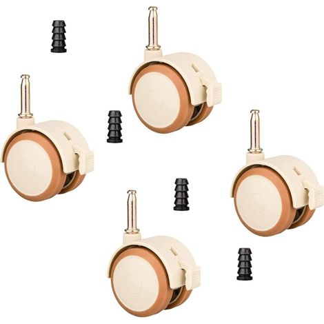 Set mit 4 Lenkrollen für Kindermöbel mit 10,5 mm Hülse, geräuscharme Gummirollen mit Bremse, für kleine Kinderbetten und Babybetten (1/5)