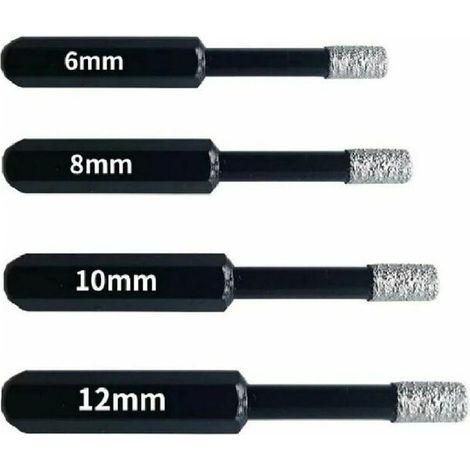 Professionelle Diamantbohrer für Fliesen, Keramik, Glas und Stein – 4er-Set Diamantbohrer (6 mm, 8 mm, 10 mm, 12 mm) – Lochsägen für Feinsteinzeug und Fliesen – OUYLAF