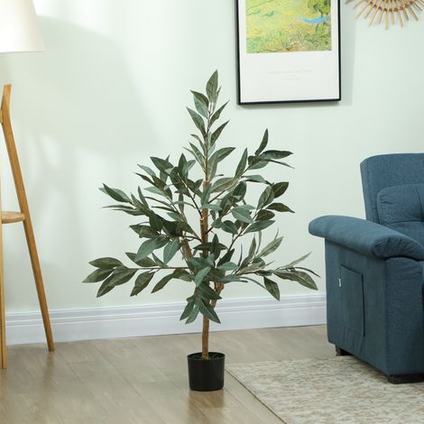 Albero di alloro artificiale da 120 cm, decorazione per casa, ufficio, balcone, camera da letto, colore verde.