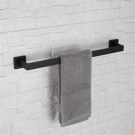 Accessoires de salle de bain en acier inoxydable, porte-serviettes de salle de bain, support de rangement à tube carré, crochet pour serviette (1/5)