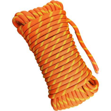 8mm 40m Corde Statique certifiée Sauvetage Alpinisme Nylon haute résistance anti-abrasion, adapté à l'escalade, expéditions et tous travaux extérieurs, orange réfléchissant (1/5)