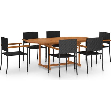 Maison Exclusive - Set Mobili da Pranzo per Giardino 7 pz in Polyrattan Nero