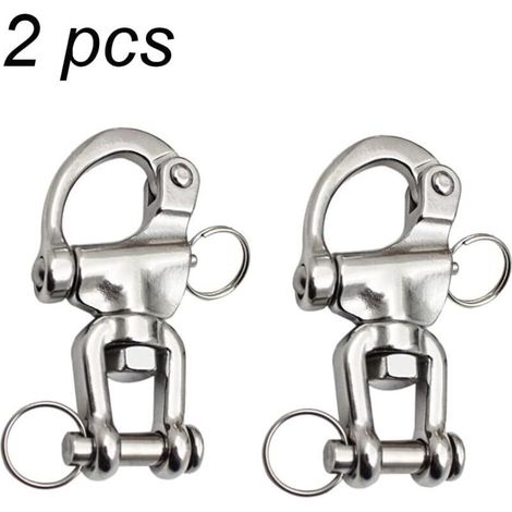1 Mousqueton pivotant, acier inoxydable 316, 70 mm, goupille à dégagement rapide, pour cordage de spi (1/5)