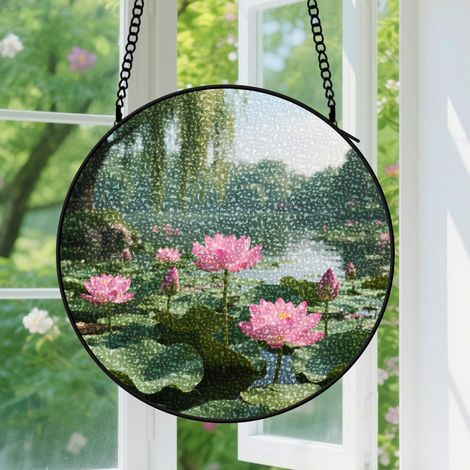 Suspension en vitrail, attrape-soleil minimaliste unique, décoration maison intérieure, cadeau Fête des Pères, Anniversaire pour homme, femme 12,5 cm (1/5)