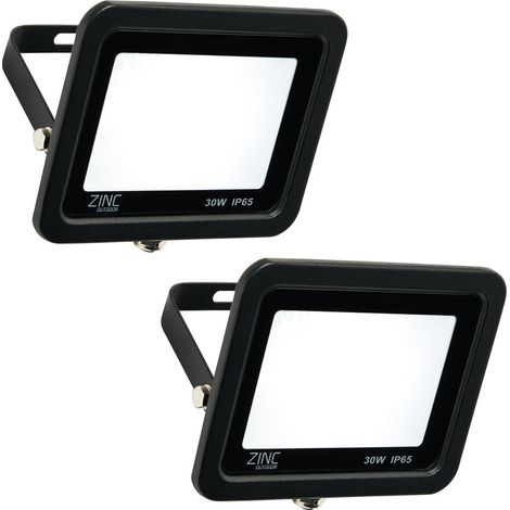 Litecraft Mears Floodlights Outdoor 30 W Garden Slimline LED In Black - 2 Pack