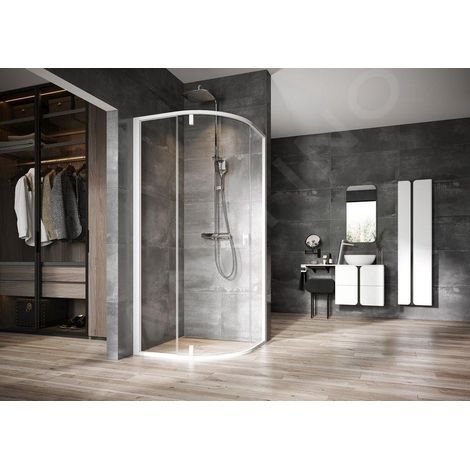 Ravak Nexty - Cabine de douche quart de rond, 1000x1000 mm, blanc/verre clair 3O6AA101Z1 (1/2)