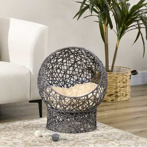 Cama para gato con cojín, 2 piezas, 50 x 50 x 60 cm, antracita DESVIAE (1/5)
