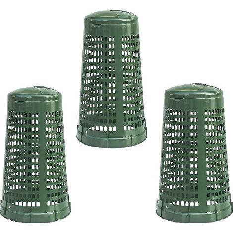 3 x Trespolo coperchio e anello fermasacco Sacco Immondizia grande Cestino 100lt Bidone da riordino Spazzatura per ambienti Esterni Giardino locali commerziale Verde Made in Italy omaggio 20 Sacchi  d