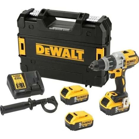 Dewalt – Perceuse à percussion sans fil 18V avec 3 batteries 5.0Ah – Moteur Brushless – Couple 95Nm pour perçage béton et métal – Mallette TSTACK (1/4)