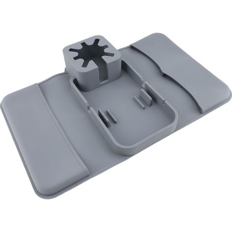 Support Tasse Canapé Multifonction Silicone Qualité Alimentaire – Plateau Accoudoir avec Poches Boissons Téléphone Télécommande En-cas, Gris (1/4)