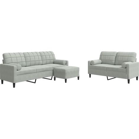 Maison Exclusive - Set di Divani 3 pz con Cuscini e Rinforzi Grigio Chiaro Velluto
