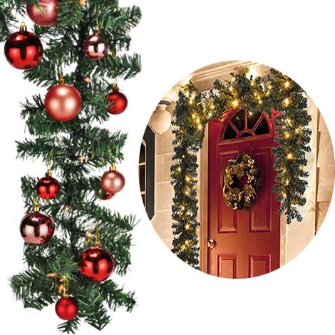 Tannengirlande 810 cm mit 100 LED + 60 Kugeln Rot-MLK067W-TA+2xMYW99830-rot (1/5)