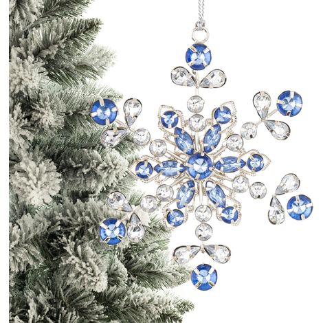 Pendentif sapin de Noël, flocon de neige en cristal, boule décorée, 12 cm, 1 pc. (1/5)