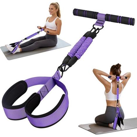 Elastisches Pilates-Widerstandsband mit Fußpedal für Bauchmuskeltraining (Lila, 13,5-27 kg) (1/5)