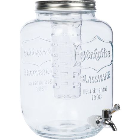KitchenCraft Home Made Giara / Contenitore Dispenser in Vetro per Bevande con Infusore, 38.2 x 27 x 26.8 cm, Capacità 7.5 L, Trasparente (1/4)