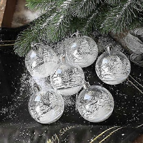 6 boules de Noël transparentes en forme de neige à suspendre pour sapin de Noël (6 pièces) (1/5)
