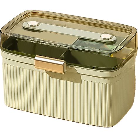 Trousse à pharmacie portable à double compartiment, sac de premiers secours transparent en plastique vert pour enfants (1/5)