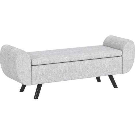 Belioval Banc coffre de rangement design lin gris clair (1/5)