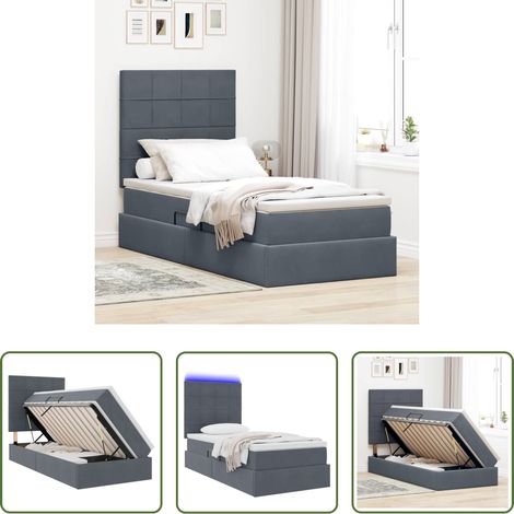 LED-Bett - Bett mit Stauraum und LED mit LED Dunkelgrau 100 x 200 cm Samt (1/5)