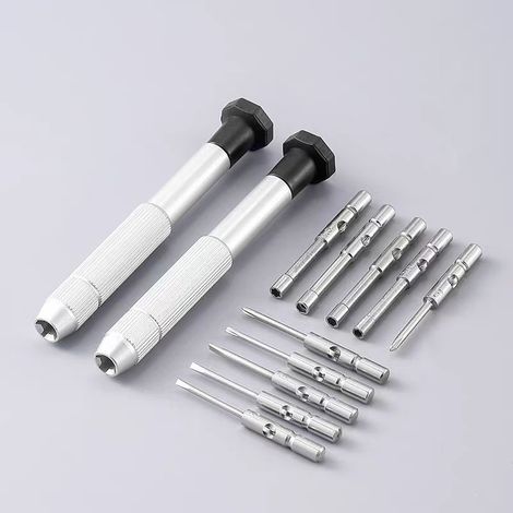 Juego de destornilladores de precisión, kit de herramientas para reparación de gafas, destornilladores (planos, Phillips, hexagonales y de cincel). (1/5)