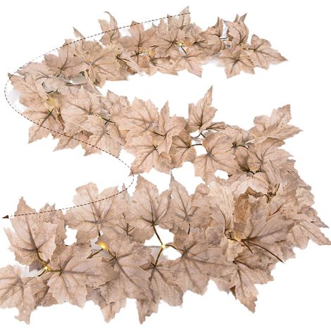 Rotin décoratif de feuille d'érable de vigne à la maison, rotin de feuille d'érable simulé kaki de 1,75 mètres (sans guirlandes lumineuses) (1/5)