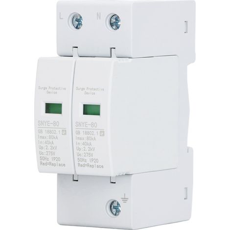 Parafoudre 80kA Protection Surtension Maison Réponse Rapide Indication Défaut Parafoudre 2P 275V (1/5)