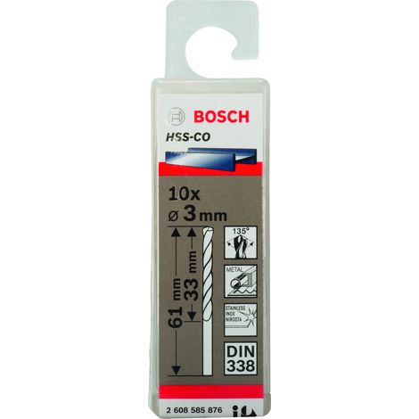Broca para metal HSS-Co DIN 338 (3 x 33 x 61 mm)  BOSCH 2608585876