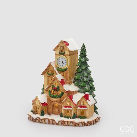 EDG Enzo De Gasperi Decoro Casa Cucù con LED Marrone 26x17xH28 cm – Decorazione di Natale (1/4)