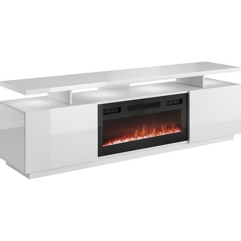 Mueble TV Figura I, Negro, Número de puertas: 2, Número de cajones: 0, 180x56x40cm, LED