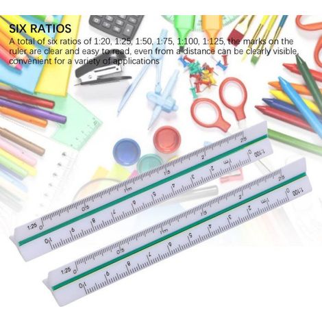 Règle architecturale Ensemble de règles architecturales en plastique, 2 pièces, Mini de poche à petite échelle pour bureau (1/4)