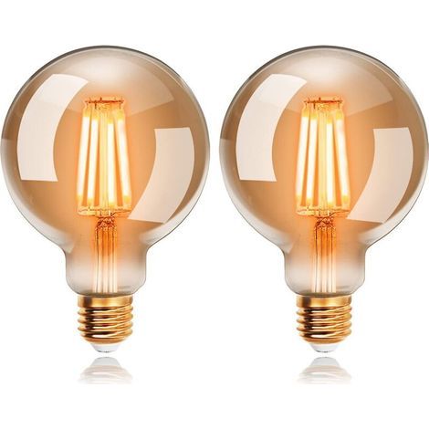 Set mit 2 Vintage Edison G95 6W LED-Lampen, warmweiß 2200K E27, entspricht einer 48W Glühbirne, Retro-Antik-Dekorationslampe (1/5)