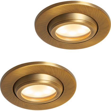 Litecraft Marlowe Fire Rated Tiltable Round IP65 Rated Recessed Downlights in Bronze - Pack of 2 (1/5)