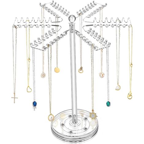 Porte-collier en acrylique,Tours de bijoux pour organisateur de bracelet rotatif à 360 degrés (1/5)