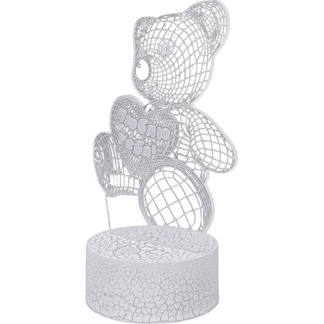 3D-Bären-Nachtlicht aus Acryl, niedlich, 16 Farben, USB-Touch-Funktion, Fernbedienung, ideales Geschenk für Kinder, Zimmerdekoration, Rissmuster, russischer Text (1/5)