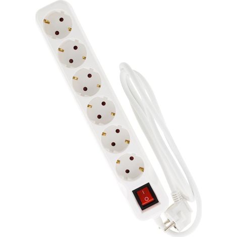 Multiprise Schuko + Interrupteur 6x16A - 5m - Blanc (1/5)