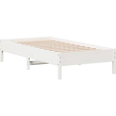 Maison Exclusive - Letto senza Materasso Bianco 75x190 in Legno Massello di Pino (1/5)