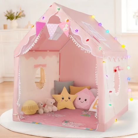 Tente 2 en 1 pour enfants avec matelas, lumières et fanions pour décorer la chambre ou la salle de jeux. Convient aux enfants de 3 à 10 ans (130 x 120 x 100 cm).