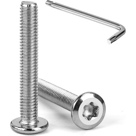Flat Head Torx Screws Hexagon Socket Head Screws Stainless Steel A2 V2A Furniture Bolts Hex with Key T30 Full Thread (1/5)